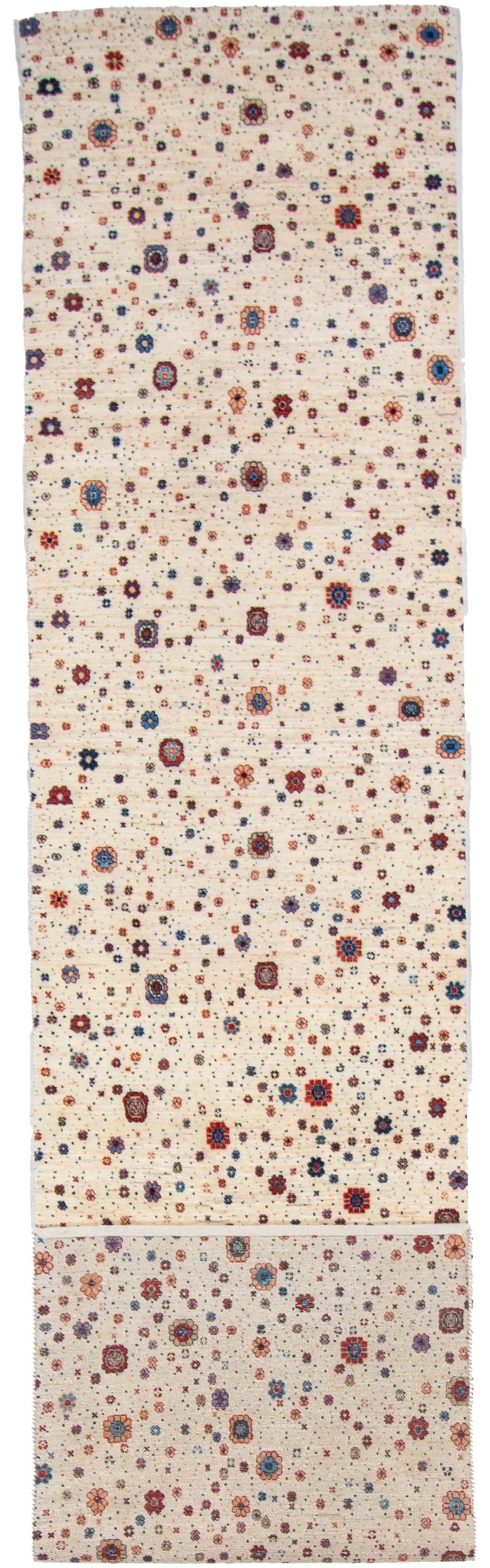 W 2.11 L 12.8 Gabbeh Runner 100% Wool Hand-Woven All-Over Design - 66863
