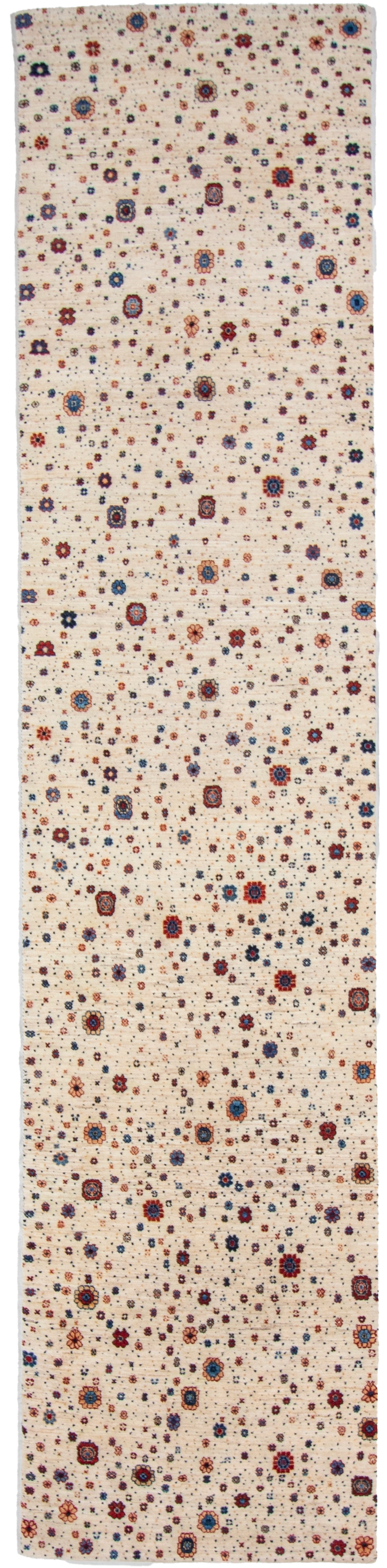 W 2.11 L 12.8 Gabbeh Runner 100% Wool Hand-Woven All-Over Design - 66863