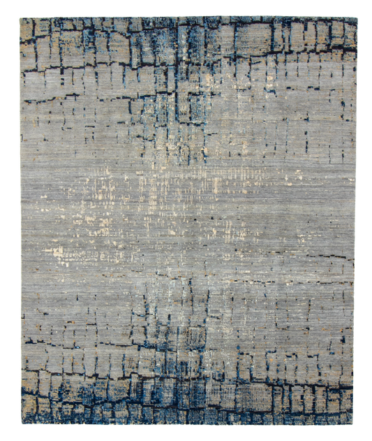 W 8.1 L 9.9 Modern 100% Wool Hand-Woven All-Over Design - 66871