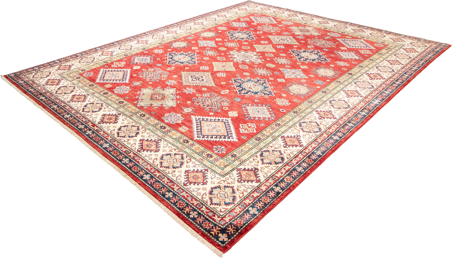 W 8.1 L 10.1 Kazak 100% Wool Hand-Woven All-Over Design - 66873