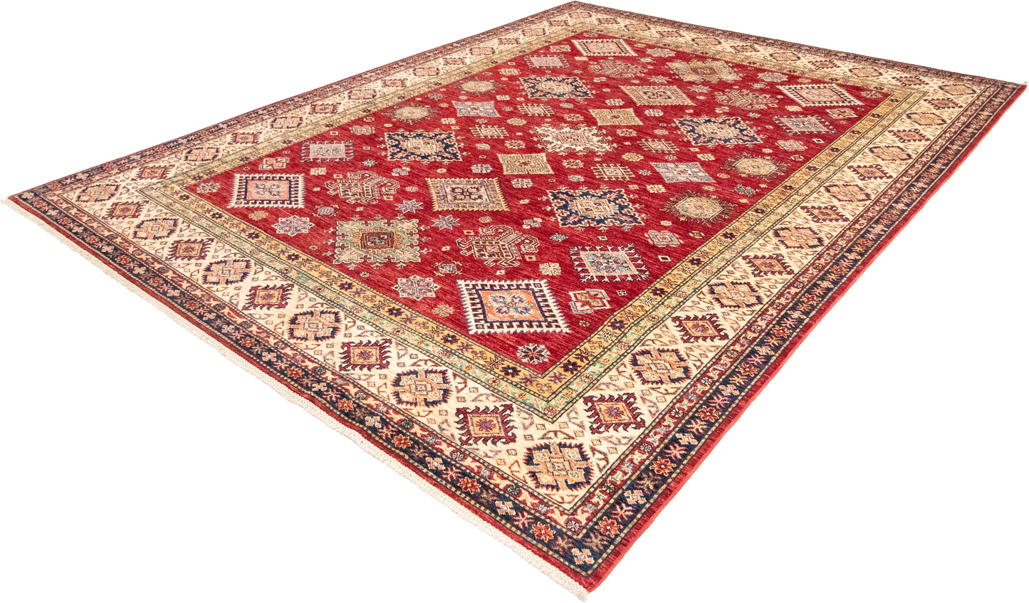 W 8.1 L 10.1 Kazak 100% Wool Hand-Woven All-Over Design - 66873