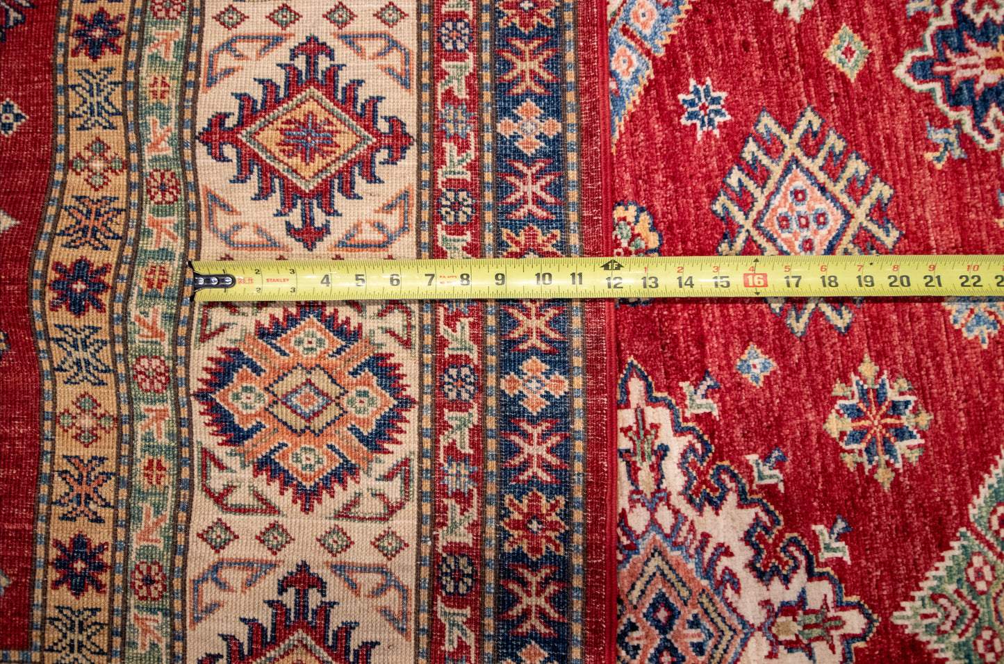 W 8.1 L 10.1 Kazak 100% Wool Hand-Woven All-Over Design - 66873