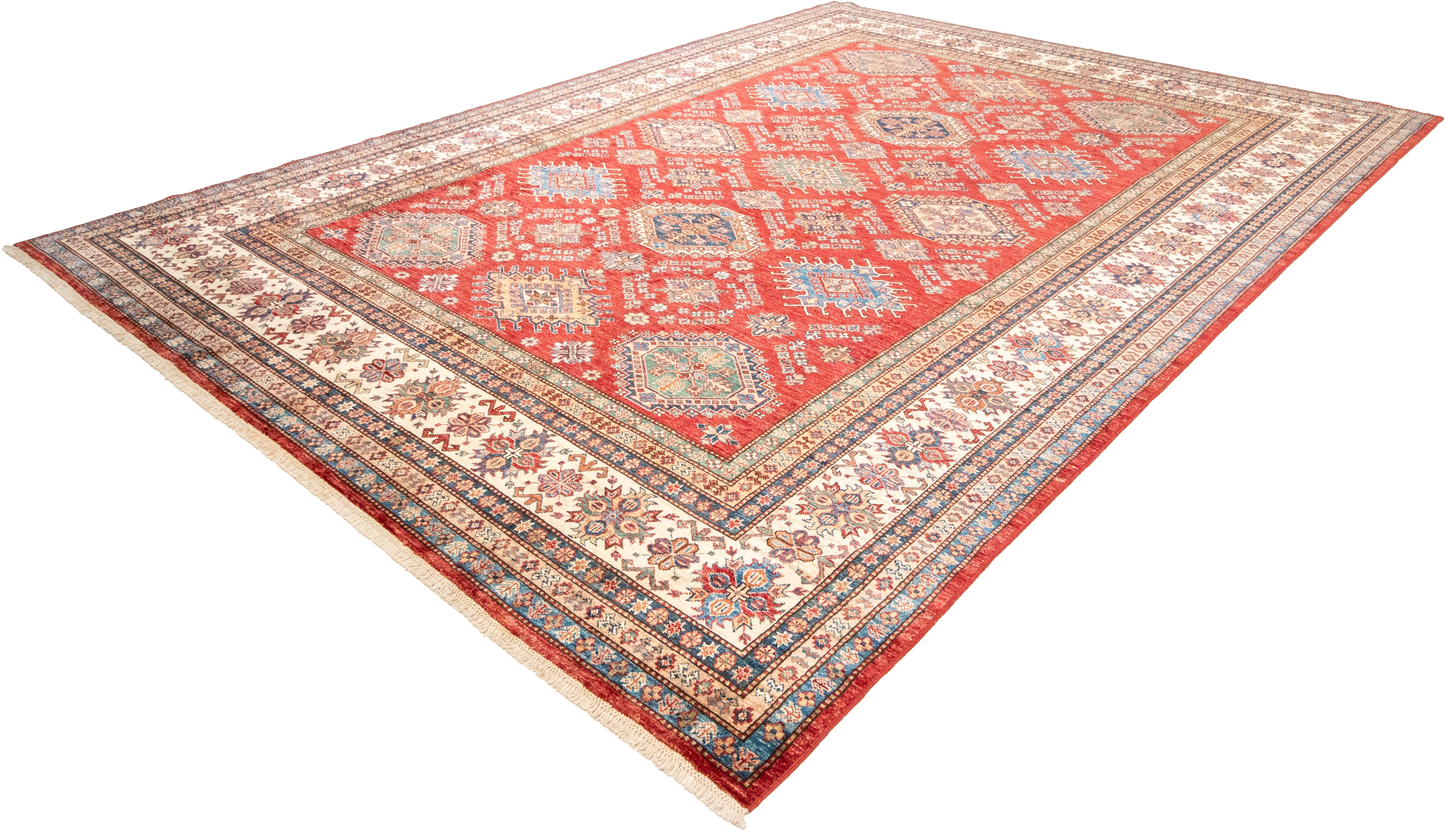 W 9 L 12.1 Shirvan 100% Wool Hand-Woven Geometric Design - 66874