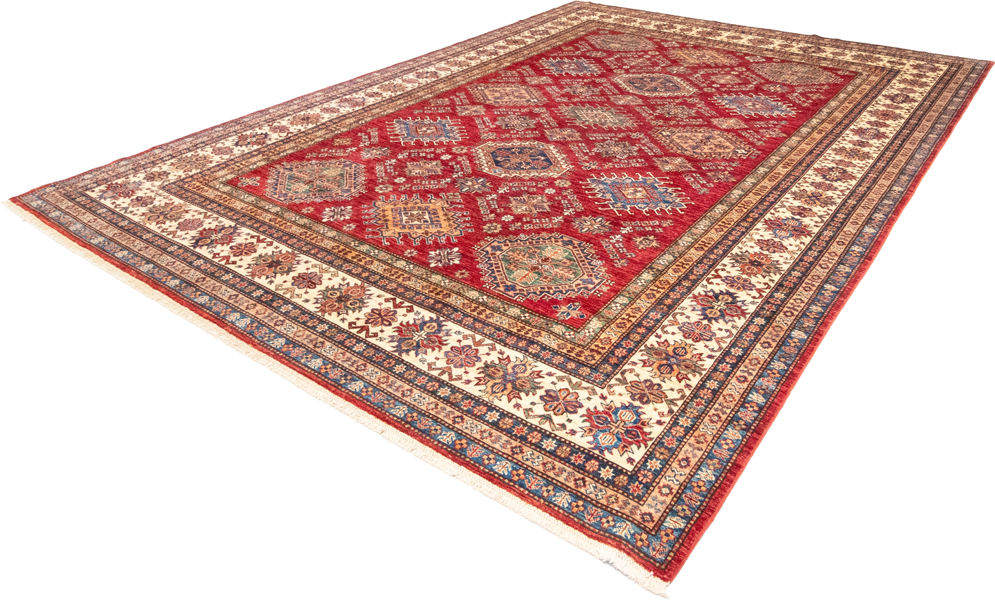 W 9 L 12.1 Shirvan 100% Wool Hand-Woven Geometric Design - 66874