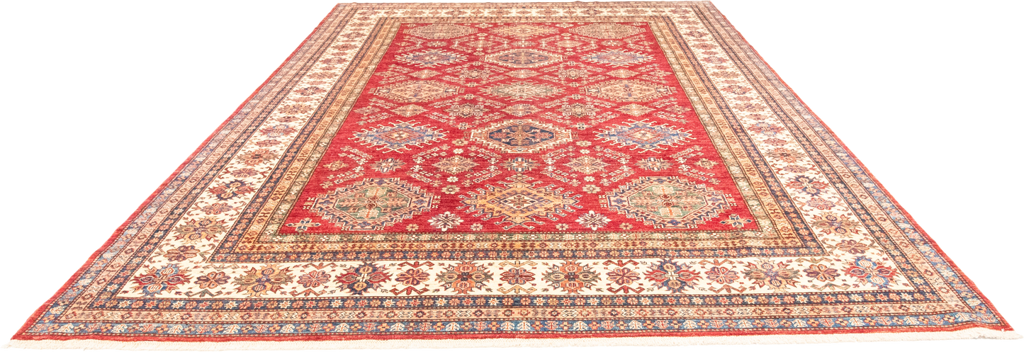 W 9 L 12.1 Shirvan 100% Wool Hand-Woven Geometric Design - 66874