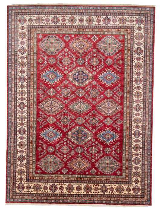 W 9 L 12.1 Shirvan 100% Wool Hand-Woven Geometric Design - 66874