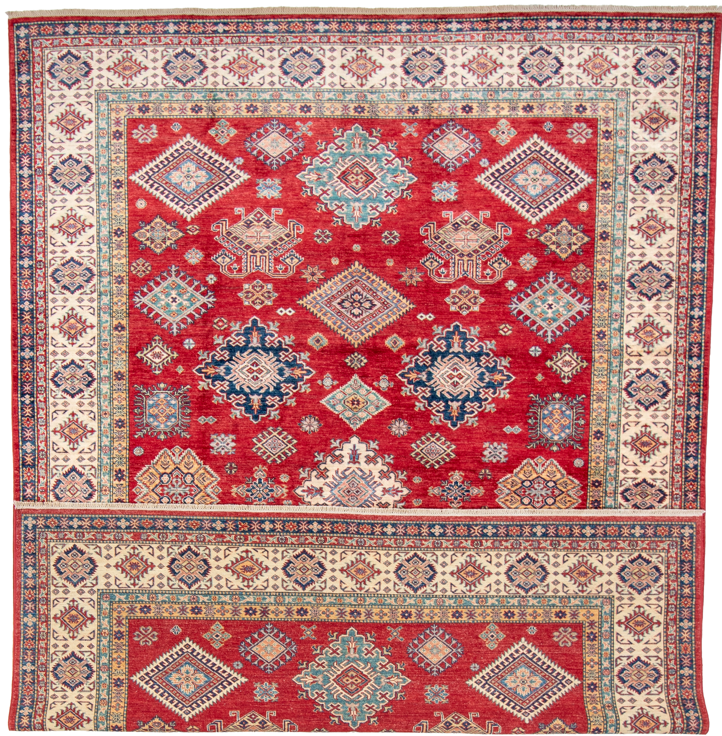 W 8.9 L 12 Shirvan 100% Wool Hand-Woven Geometric Design - 66876