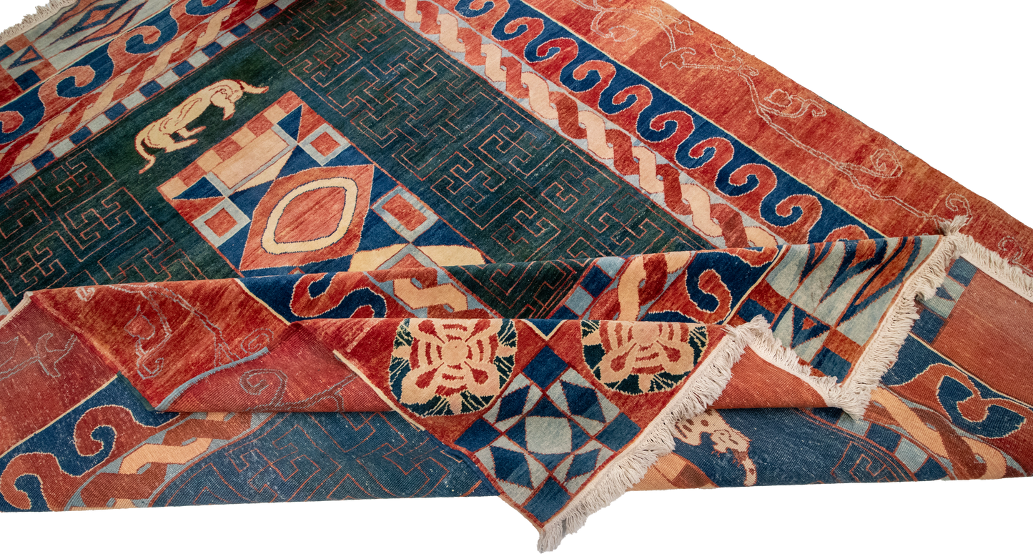 W 9.10 L 12.7 Turkish 100% Wool Hand-Woven All-Over Design - 66879