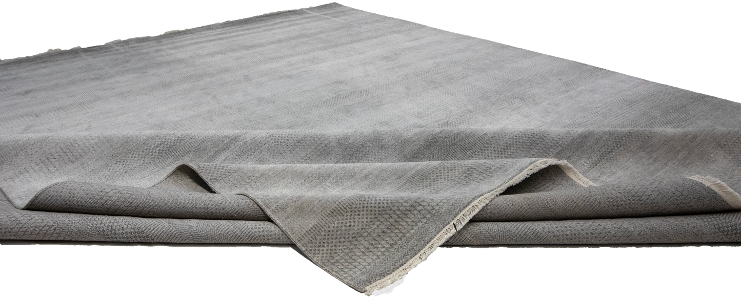 W 12 L 15 Modern Wool And Silk Blend Hand-Woven All-Over Design - 66882