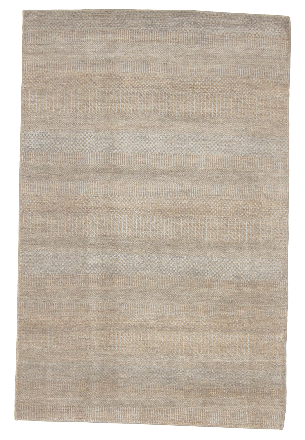 W 4 L 6.2 Modern Wool And Silk Blend Hand-Woven All-Over Design - 66883