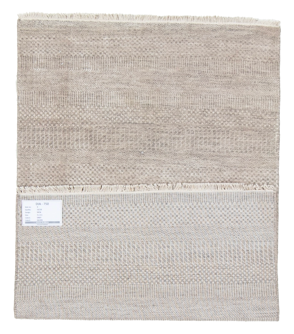W 3 L 5.1 Modern Wool And Silk Blend Hand-Woven All-Over Design - 66884