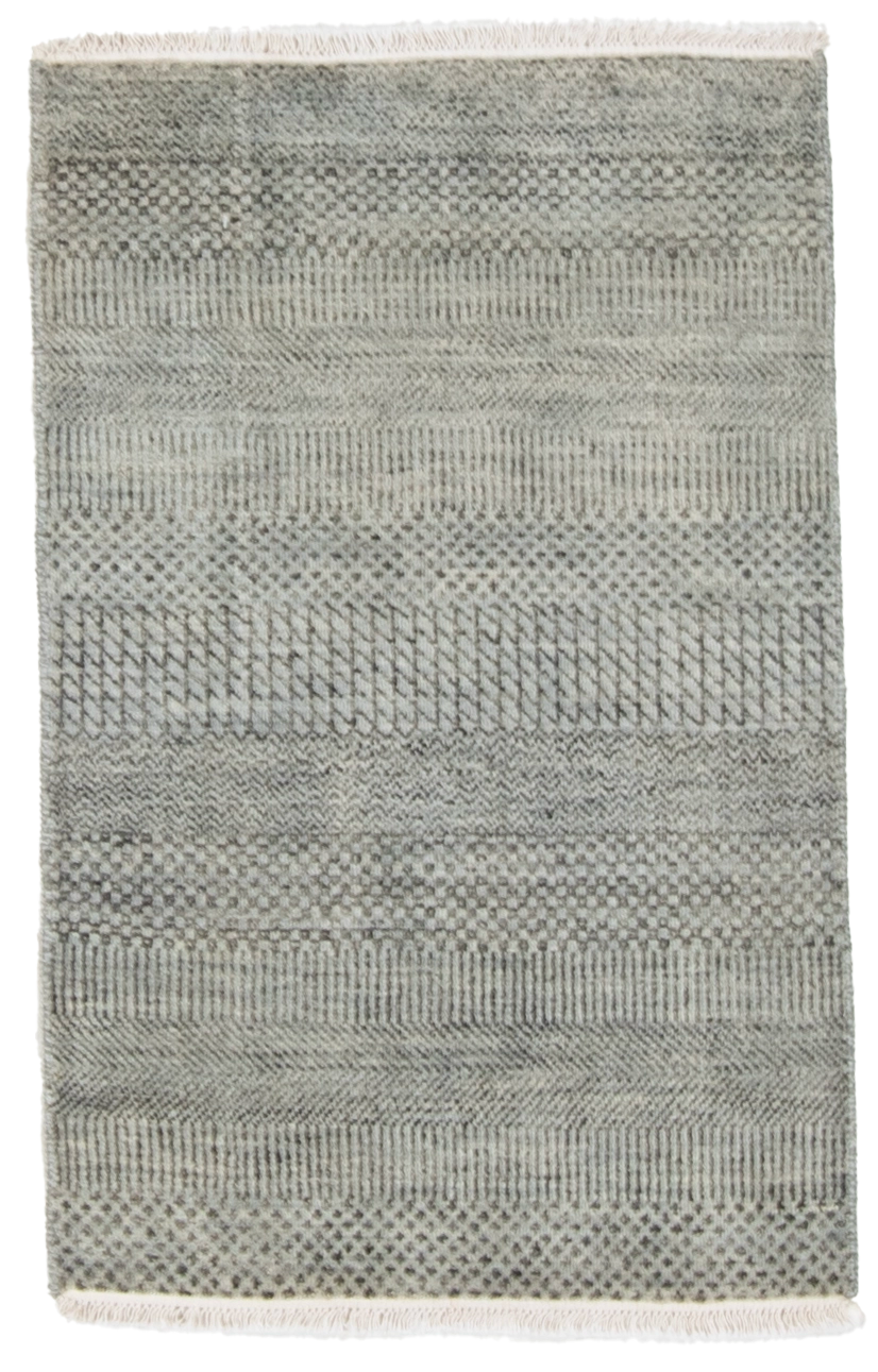 W 2 L 3 Modern Wool And Silk Blend Hand-Woven All-Over Design - 66887