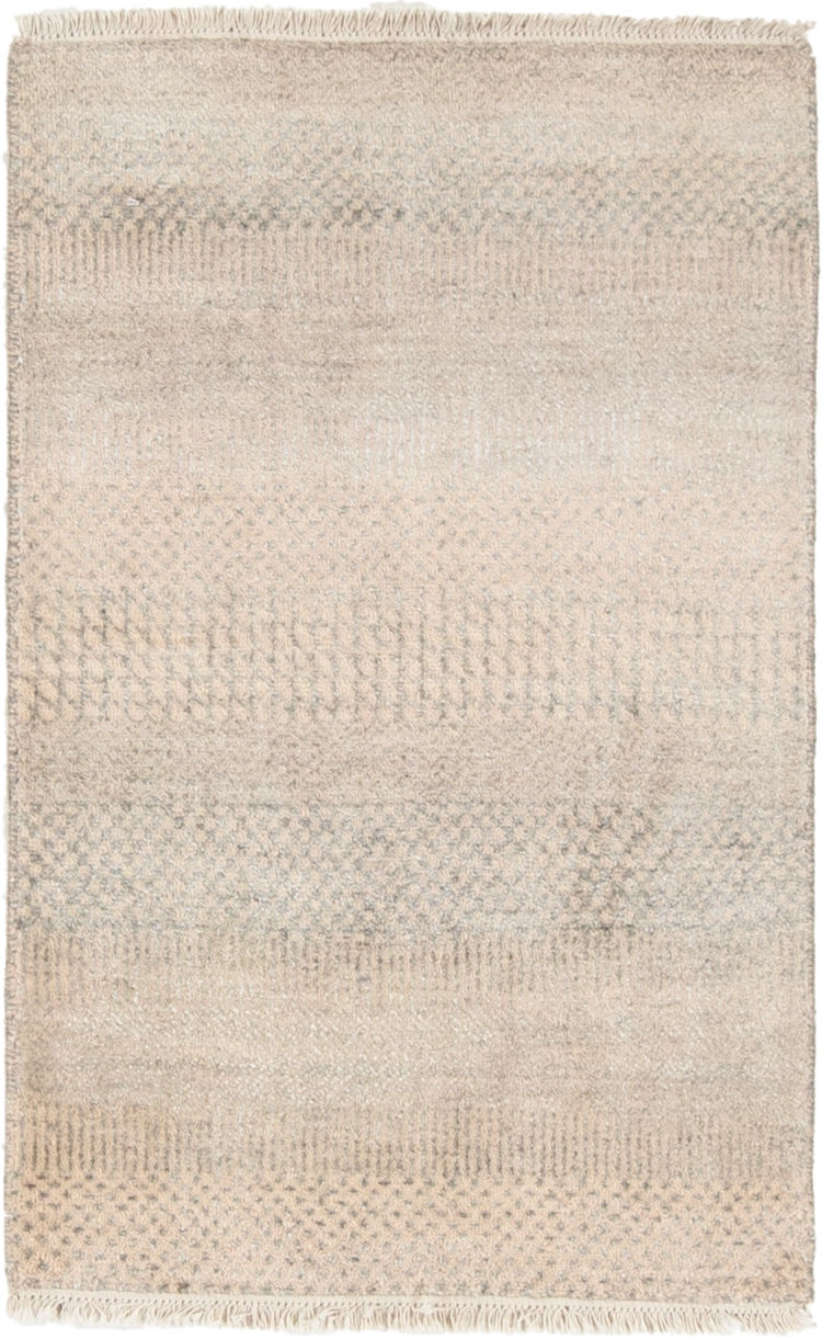 W 2 L 3 Modern Wool And Silk Blend Hand-Woven All-Over Design - 66889