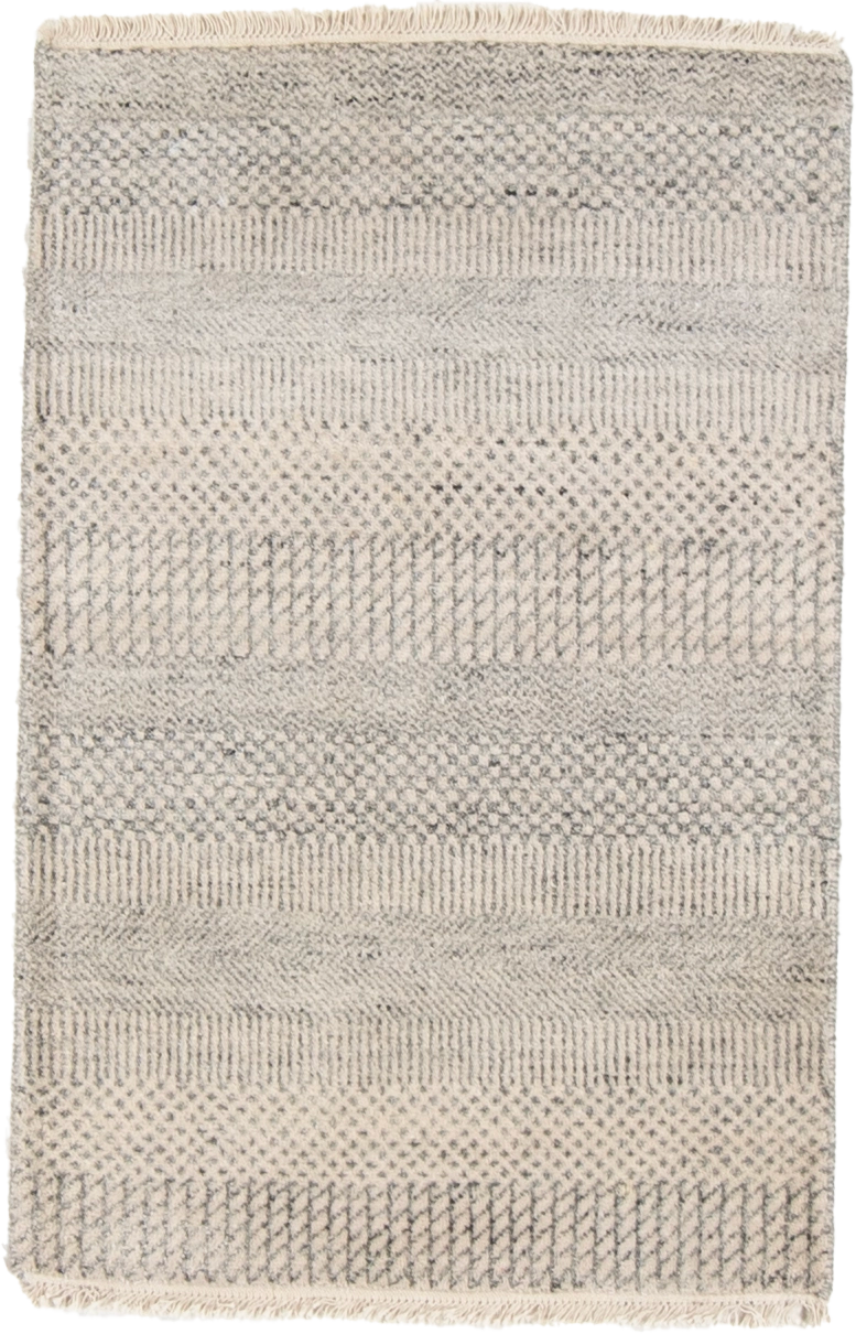 W 2 L 3 Modern Wool And Silk Blend Hand-Woven All-Over Design - 66890