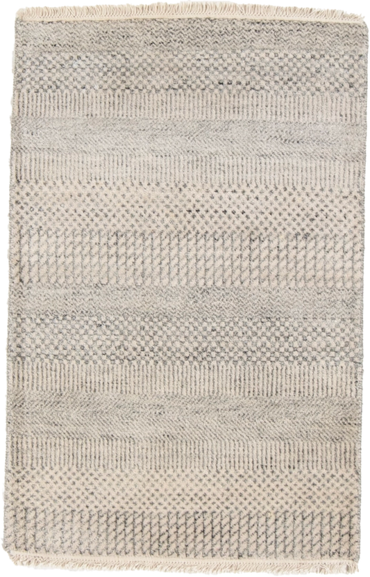 W 2 L 3 Modern Wool And Silk Blend Hand-Woven All-Over Design - 66890