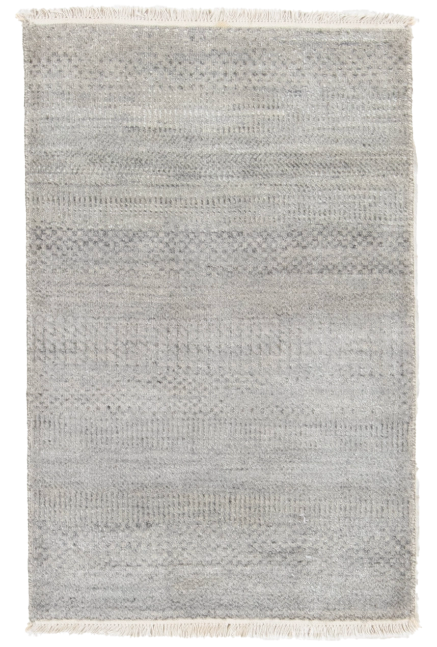 W 2 L 3 Modern Wool And Silk Blend Hand-Woven All-Over Design - 66891