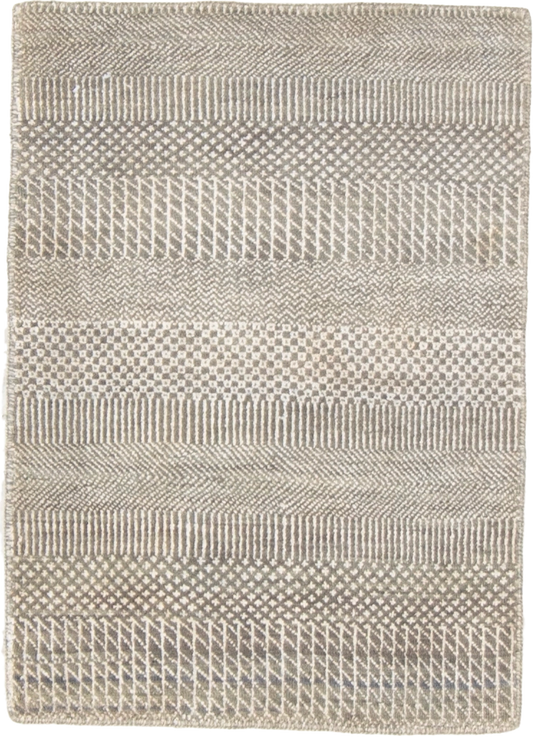 W 2 L 3 Modern Wool And Silk Blend Hand-Woven All-Over Design - 66892