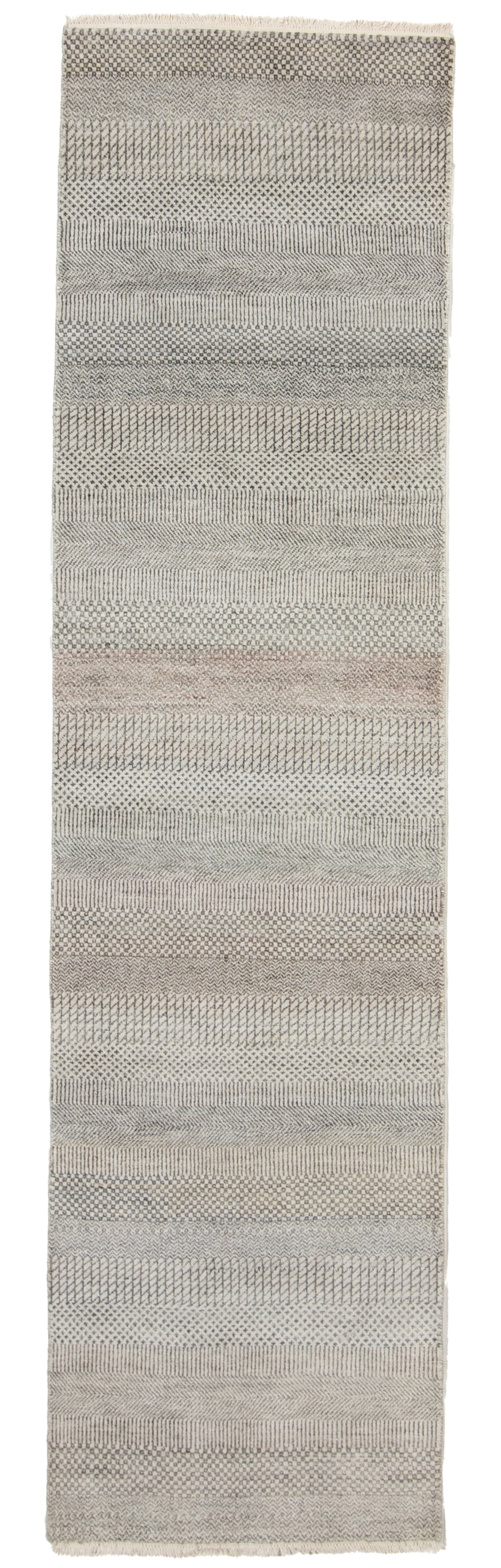 W 2.6 L 9.8 Modern 100% Wool Hand-Woven All-Over Design - 66894