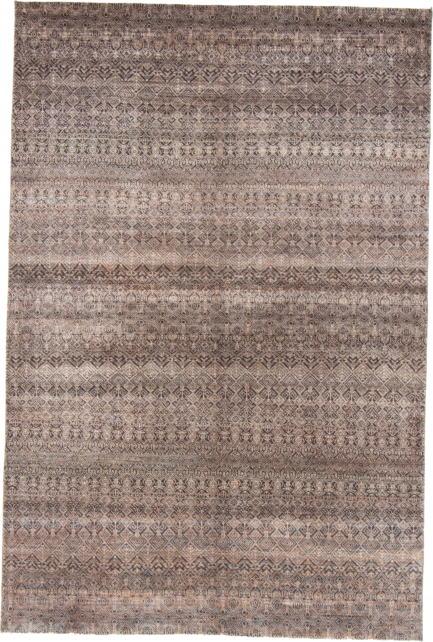 W 6 L 8.11 Modern Wool And Silk Blend Hand-Woven All-Over Design - 66898