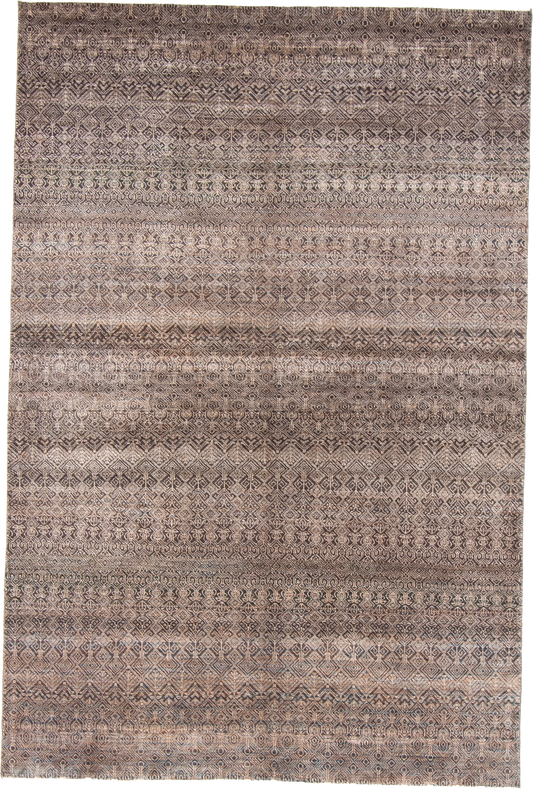 W 6 L 8.11 Modern Wool And Silk Blend Hand-Woven All-Over Design - 66898