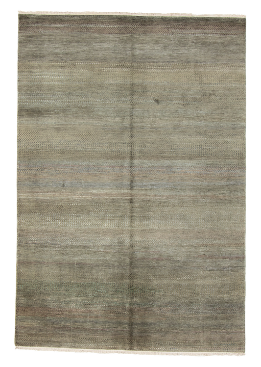 W 6 L 8.8 Modern Wool And Silk Blend Hand-Woven All-Over Design - 66906