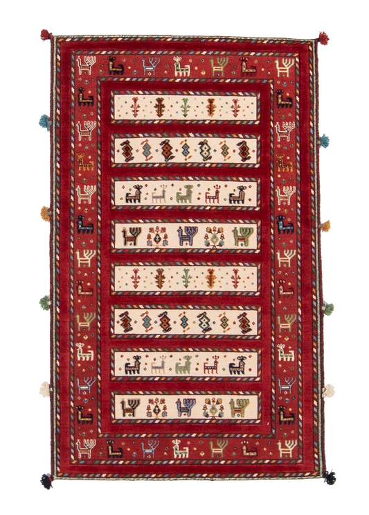 W 3.2 L 5.2 Baluch 100% Wool Hand-Woven All-Over Design - 66929