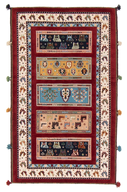 W 3.1 L 5.1 Baluch 100% Wool Hand-Woven All-Over Design - 66931