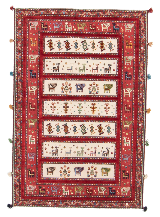 W 4 L 6 Baluch 100% Wool Hand-Woven All-Over Design - 66934