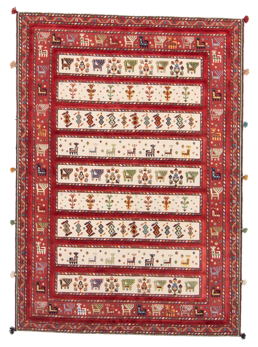 W 5 L 7.1 Baluch 100% Wool Hand-Woven All-Over Design - 66935