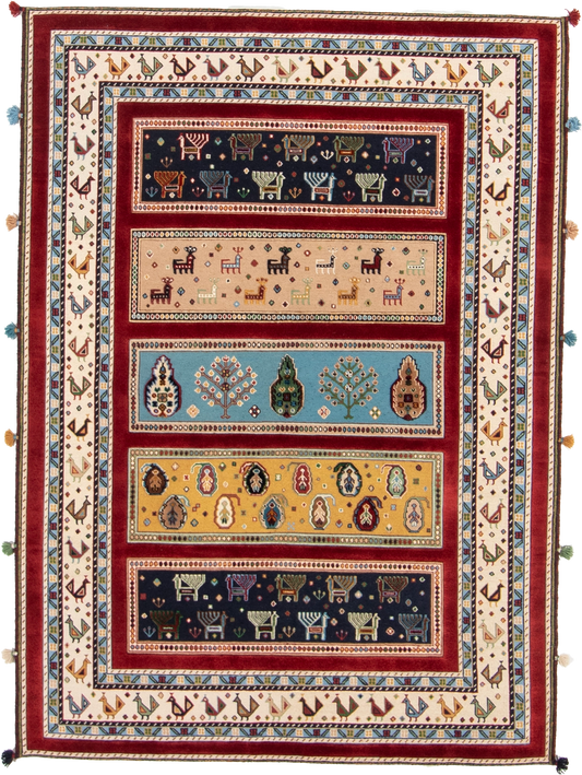 W 5 L 7 Baluch 100% Wool Hand-Woven All-Over Design - 66936