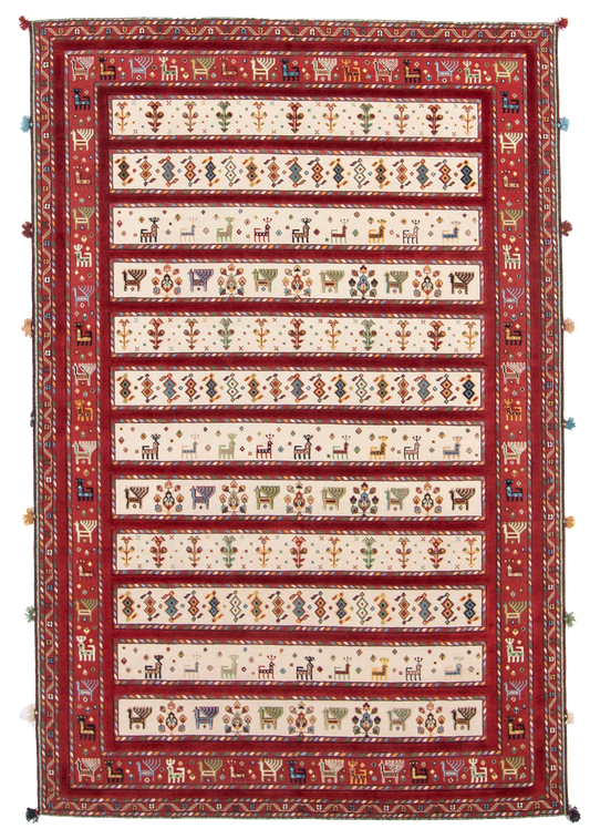 W 6.1 L 9.2 Baluch 100% Wool Hand-Woven All-Over Design - 66937