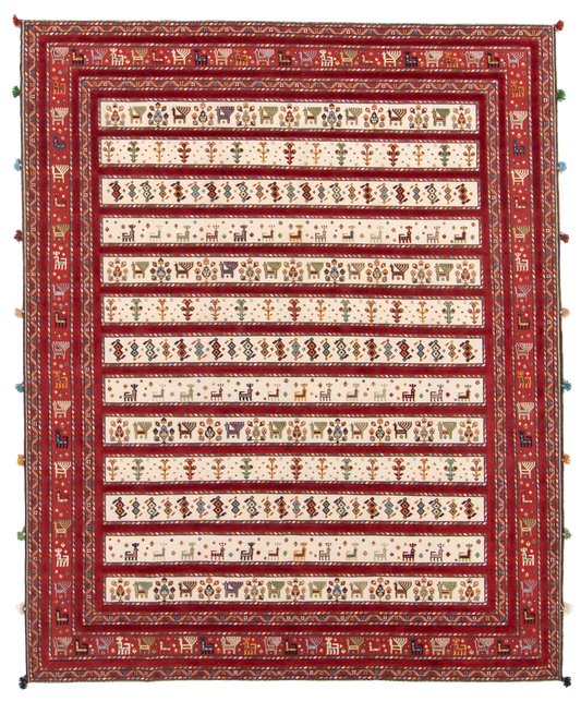 W 8.2 L 10 Baluch 100% Wool Hand-Woven All-Over Design - 66939