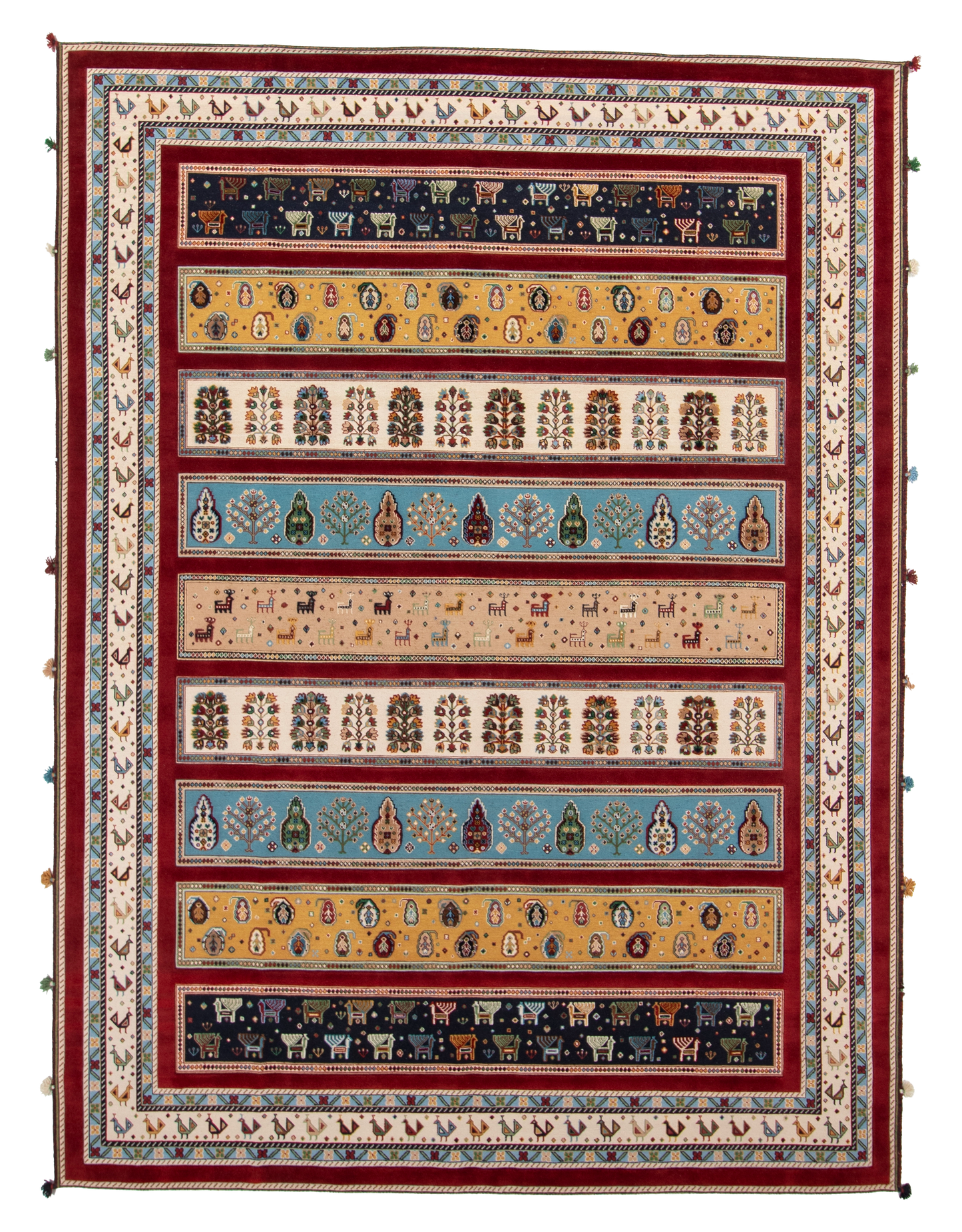 W 9.1 L 12.3 Baluch 100% Wool Hand-Woven All-Over Design - 66941