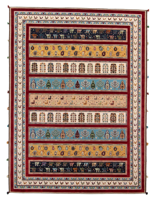 W 9.1 L 12.3 Baluch 100% Wool Hand-Woven All-Over Design - 66941