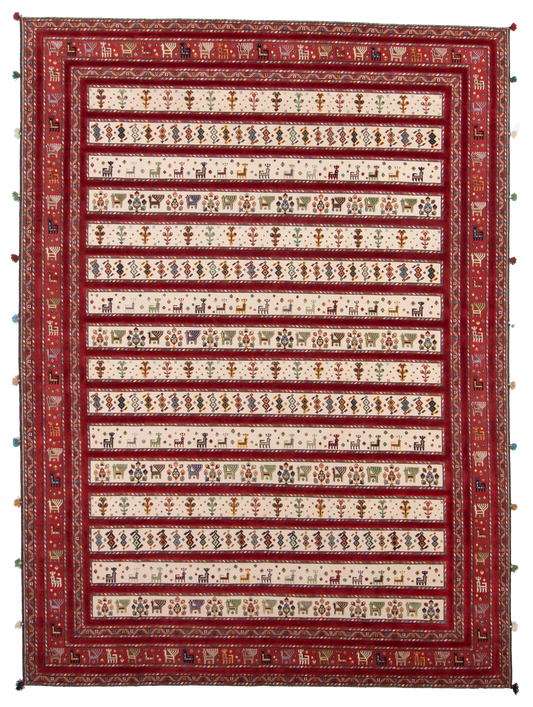 W 9 L 12.3 Baluch 100% Wool Hand-Woven All-Over Design - 66942