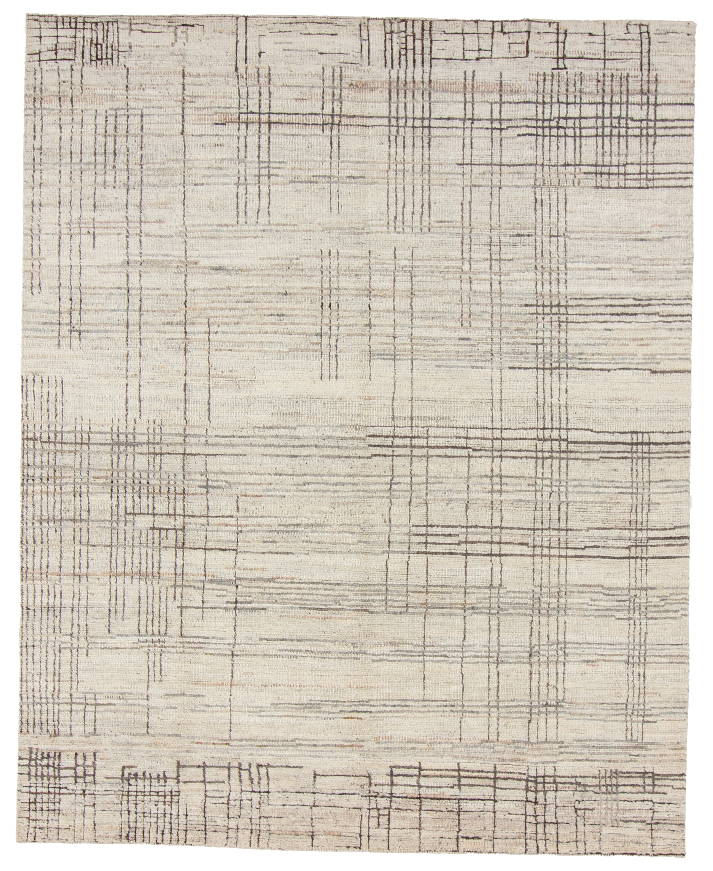 W 8.1 L 10.1 Modern 100% Wool Hand-Woven All-Over Design - 66951