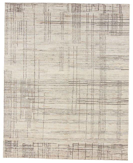 W 8.1 L 10.1 Modern 100% Wool Hand-Woven All-Over Design - 66951