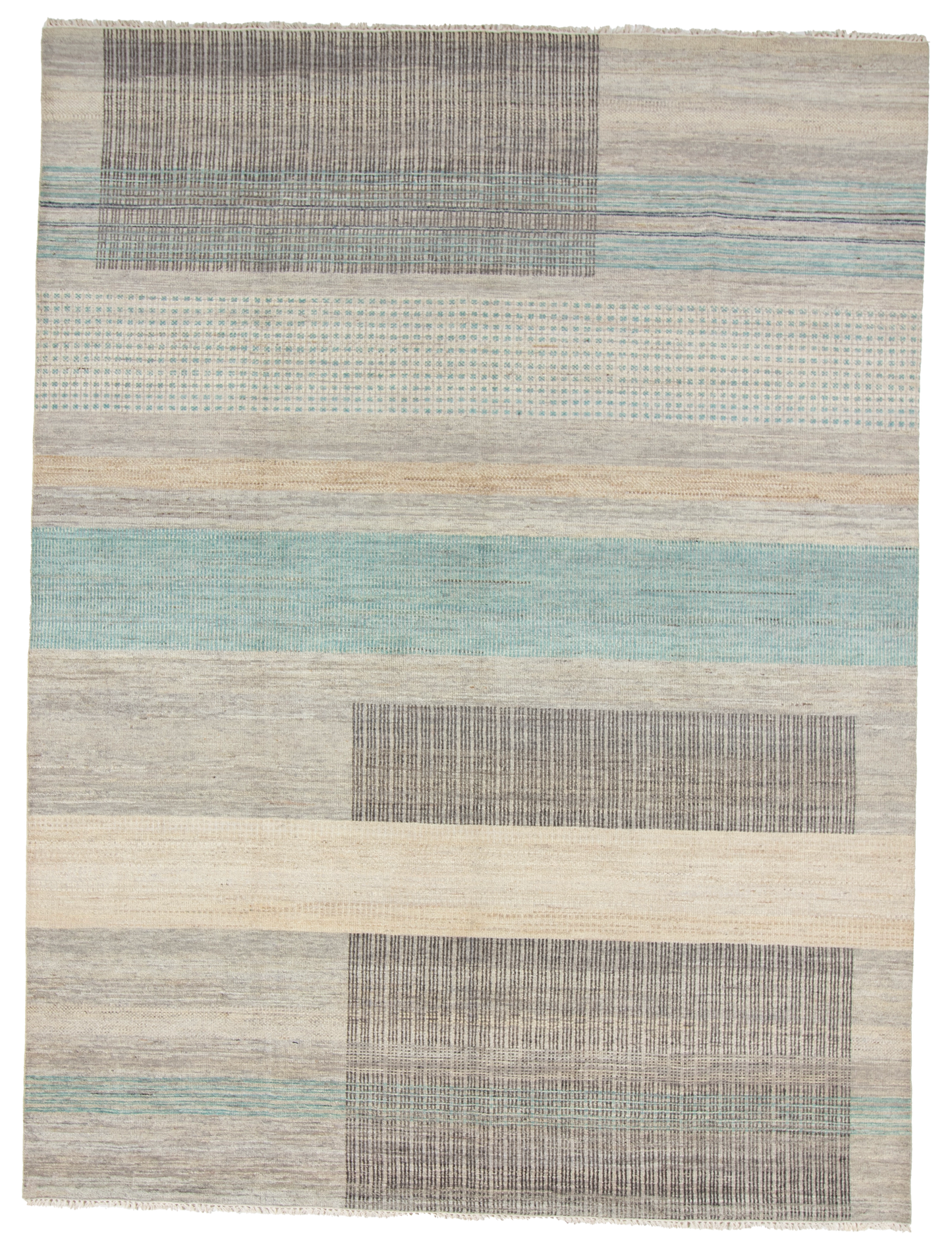 W 9.1 L 12 Modern 100% Wool Hand-Woven All-Over Design - 66956