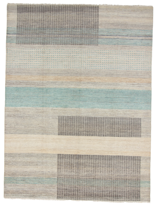 W 9.1 L 12 Modern 100% Wool Hand-Woven All-Over Design - 66956