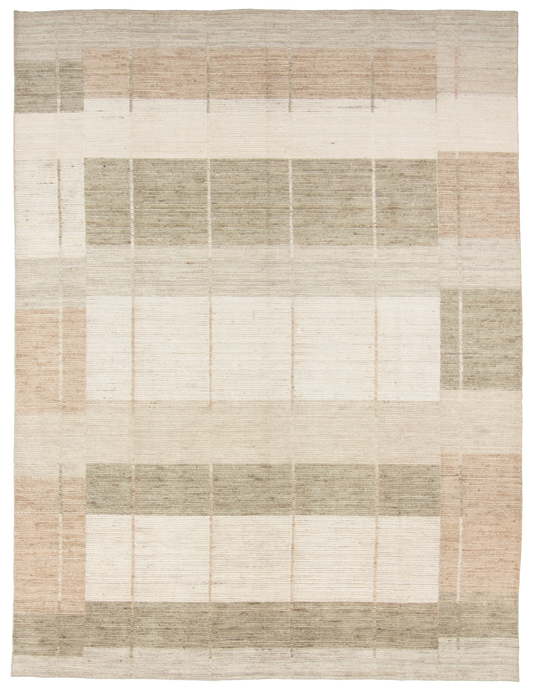 W 9 L 12 Modern 100% Wool Hand-Woven All-Over Design - 66959