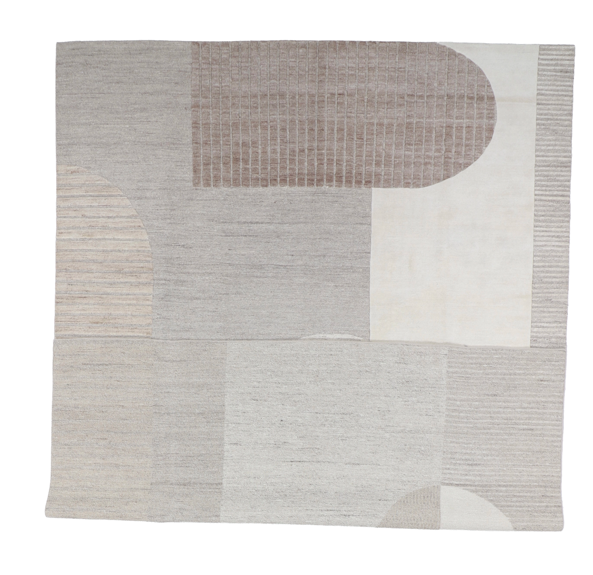W 9 L 12 Modern 100% Wool Hand-Woven All-Over Design - 66960