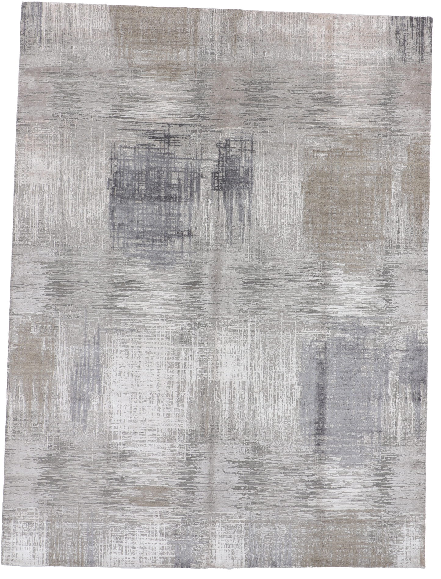 W 9 L 12 Modern Wool And Silk Blend Hand-Woven All-Over Design - 66961