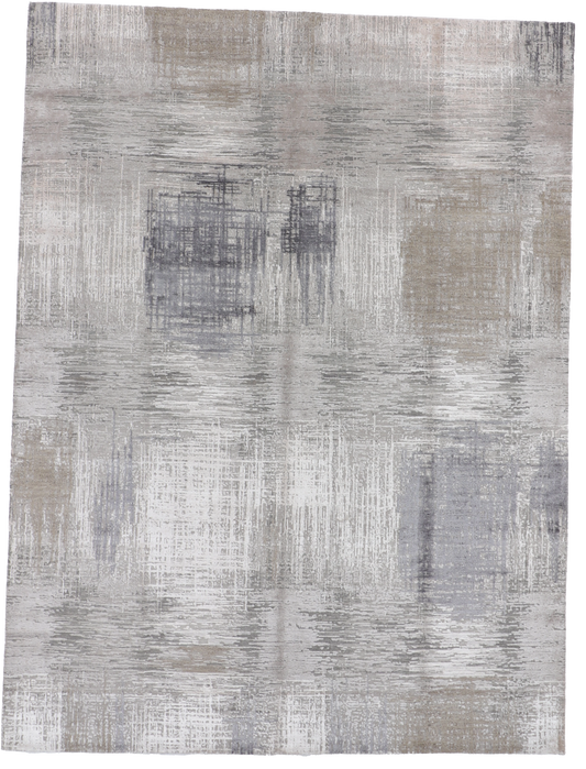 W 9 L 12 Modern Wool And Silk Blend Hand-Woven All-Over Design - 66961