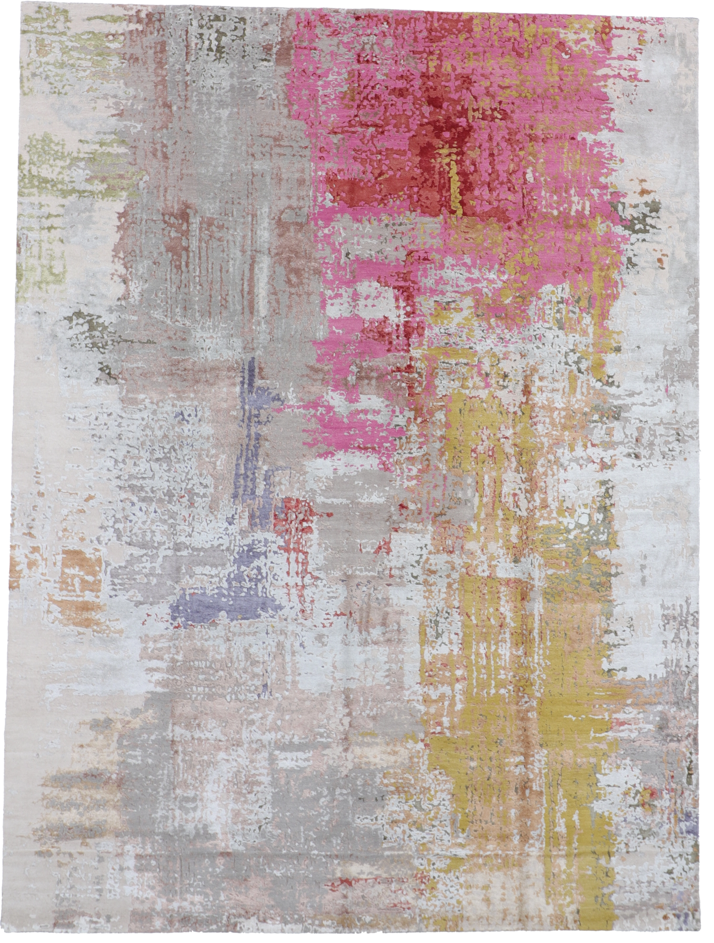 W 9 L 12 Modern Wool And Silk Blend Hand-Woven All-Over Design - 66962