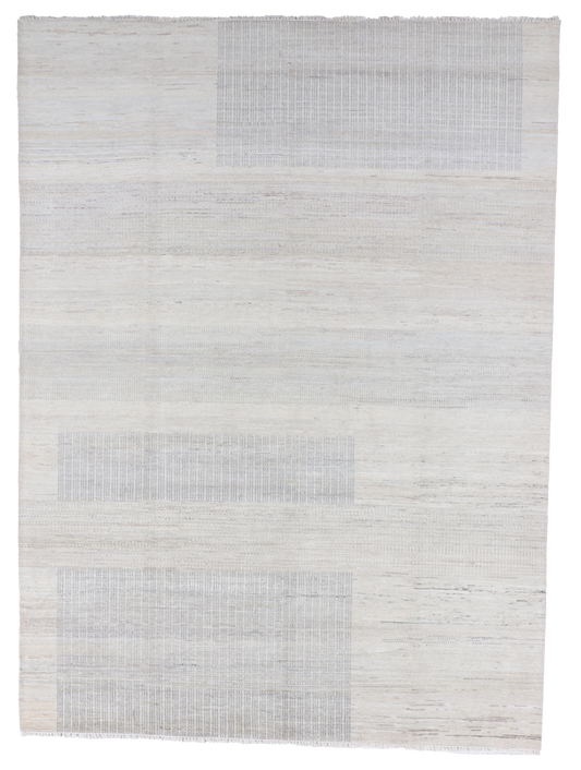 W 9 L 12 Modern Wool And Silk Blend Hand-Woven All-Over Design - 66963