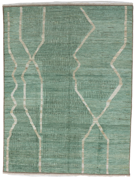 W 9.1 L 12 Modern 100% Wool Hand-Woven All-Over Design - 66965