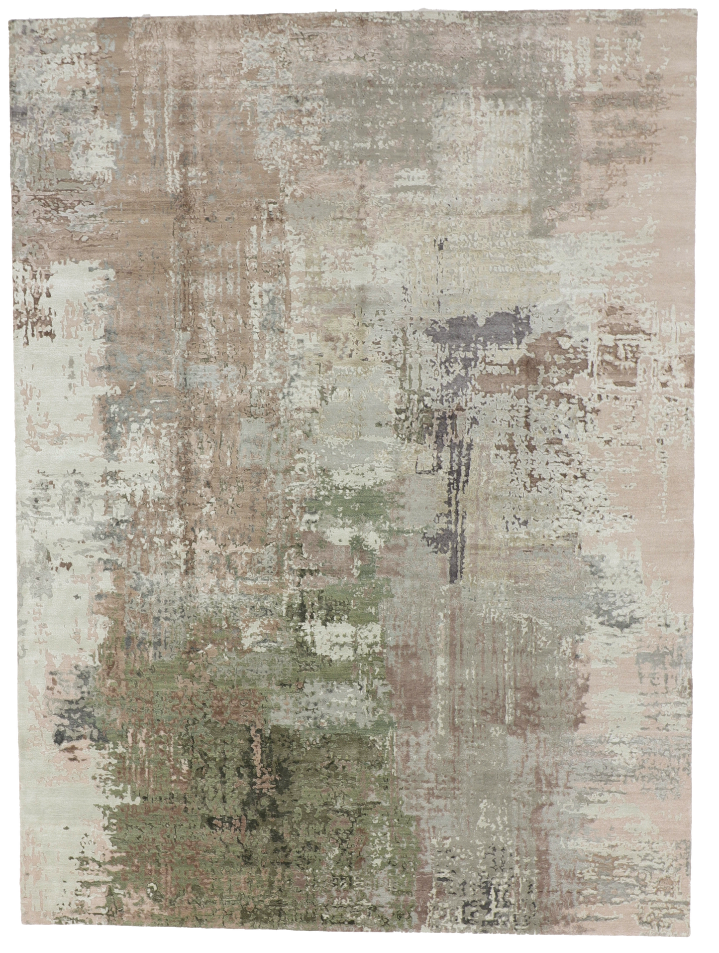 W 9 L 12.1 Modern 100% Wool Hand-Woven All-Over Design - 66966