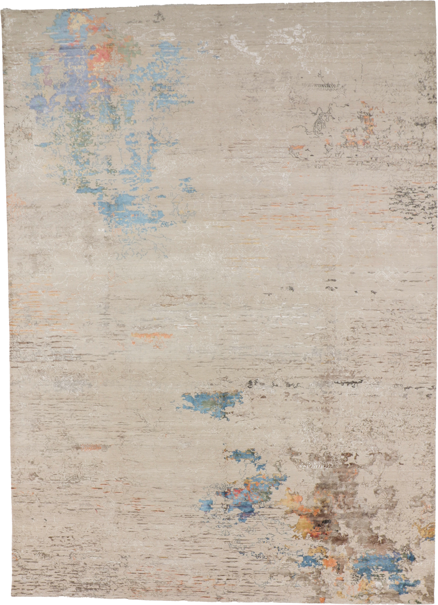 W 10.2 L 14.2 Modern Wool And Silk Blend Hand-Woven All-Over Design - 66968