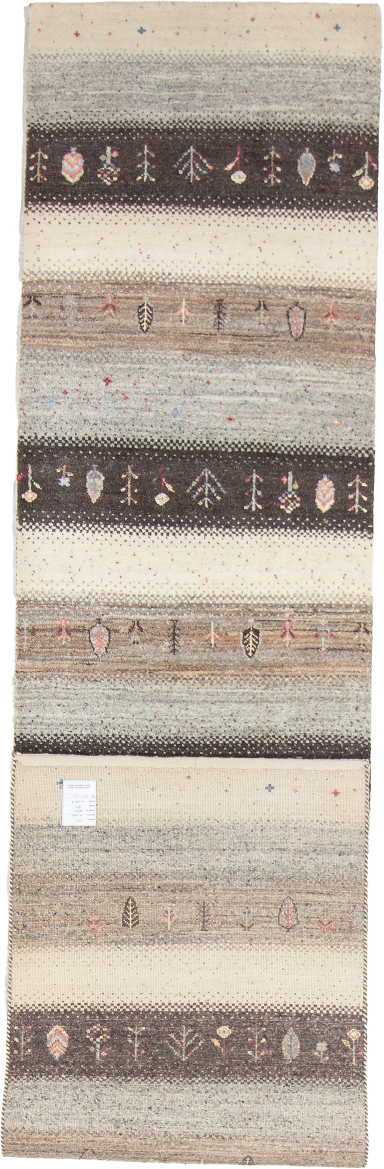W 2.7 L 11.6 Gabbeh Runner 100% Wool Hand-Woven All-Over Design - 66997