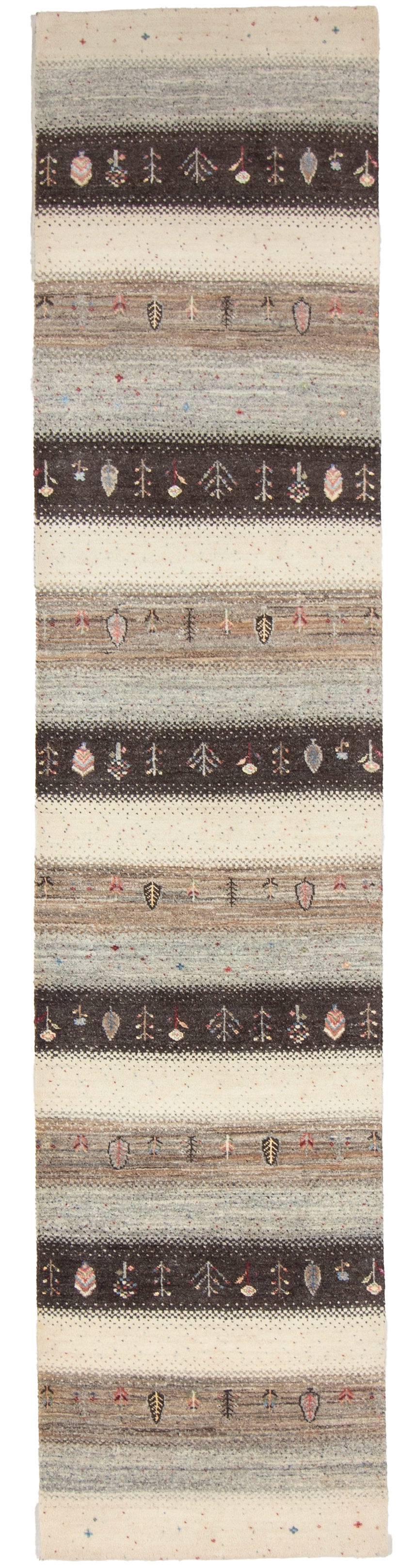 W 2.7 L 11.6 Gabbeh 100% Wool Hand-Woven All-Over Design - 66997